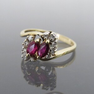Vintage 14K Solid Yellow Gold Natural Ruby & Diamond Ring Size 6.5 - Etsy
