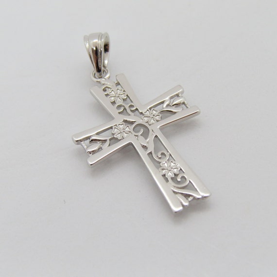 Vintage Sterling Silver Flower Filigree Cross Pen… - image 4