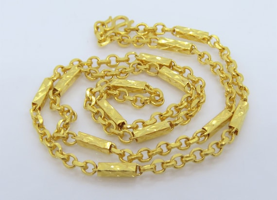 Vintage 24K 980 Solid Gold Bamboo Link 