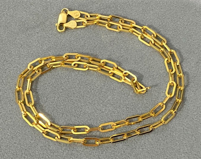 Vintage Sterling Silver 925 Yellow Gold Plate Rolo Link Chain 16'' 18'' 20''