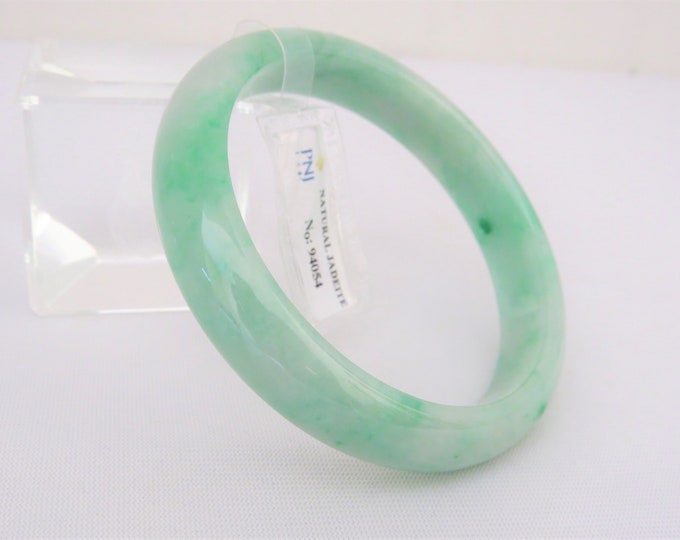 Vintage Translucent Natural Green Jadeite Jade Bangle Bracelet 59.2MM
