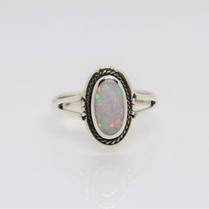 Vintage Sterling Silber Weißer Opal Ring Größe 9
