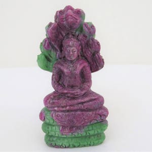 Antique Vintage 611ct RED RUBY Carved Buddha Naga Snake Statue 3 1/8''