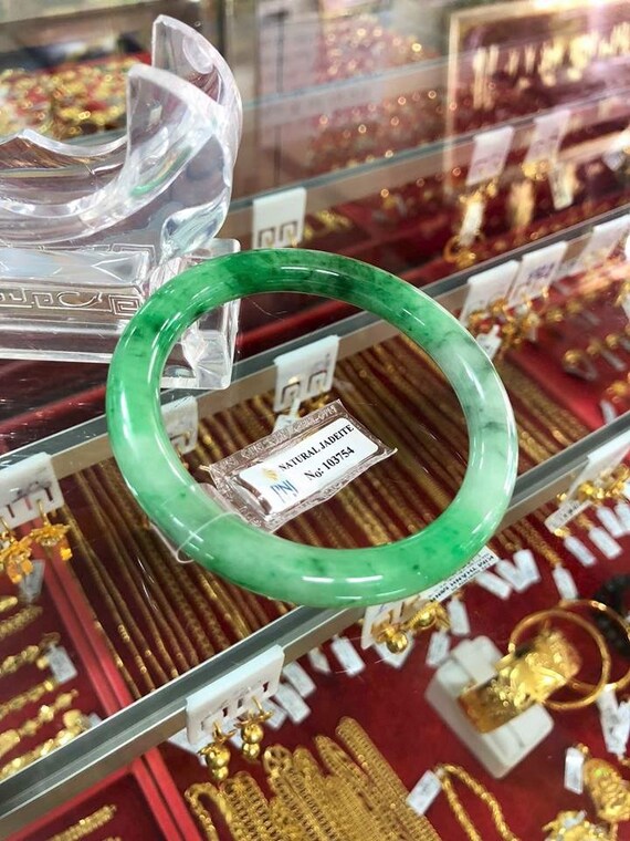 Translucent Natural Green, White Jadeite Jade Vin… - image 4