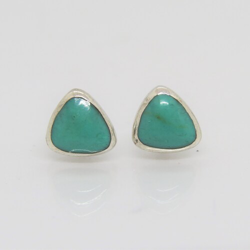 Triangle Turquoise & Sterling Silver Inlay Studs