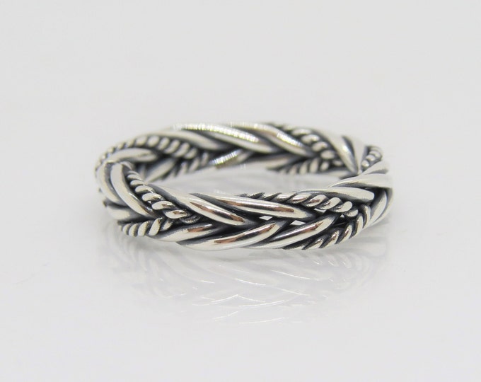 Sterling Silver Rope Braid Heavy Band Ring Size 12
