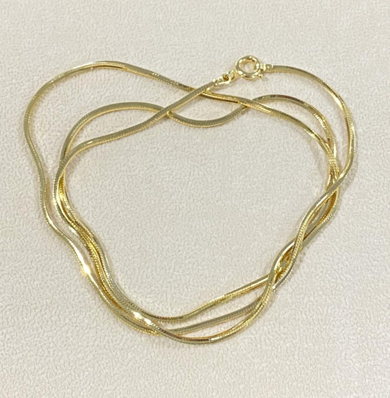 Vintage 18K Solid Yellow Gold Snake Link Chain Ne… - image 2