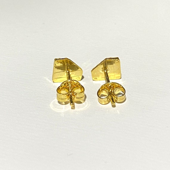 Vintage 18K Solid Yellow Gold Diamond Shape Earri… - image 6