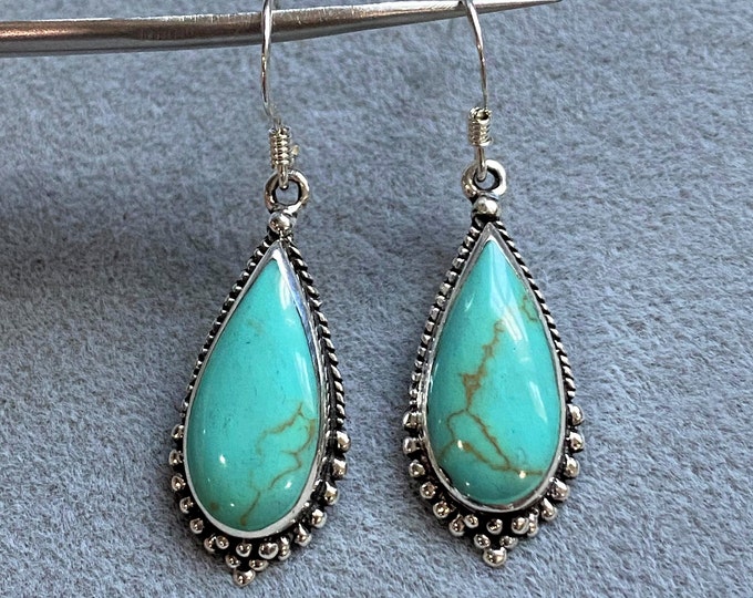 Sterling Silver Turquoise Dangle Earrings.