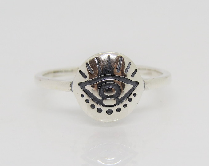 Sterling Silver Eye, Evil Eye Ring Size 7
