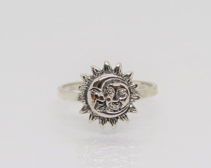 Sterling Silver Sun & Moon Ring Size 7