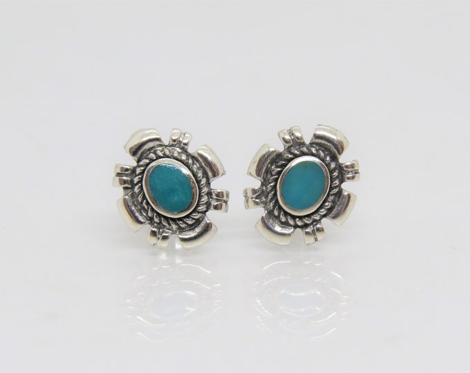 Vintage Sterling Silver Turquoise Earrings
