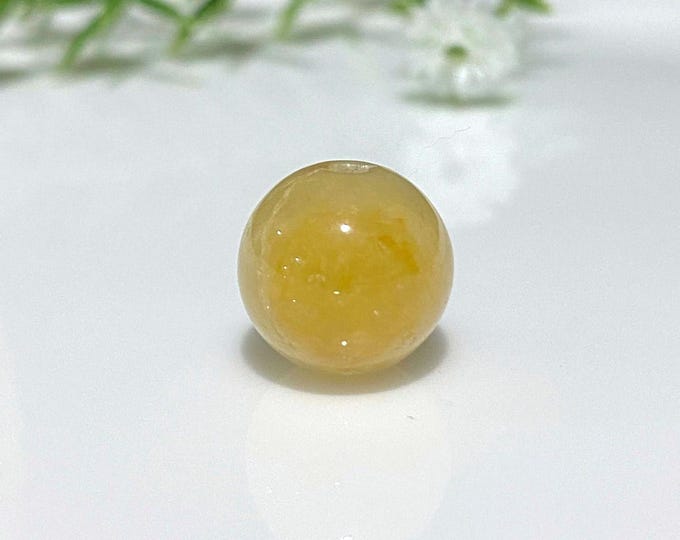 Vintage Translucent Natural Honey Yellow, white Jadeite Jade Bead. 11.7MM