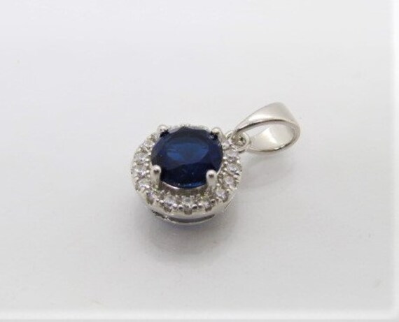 Vintage Sterling Silver Blue Sapphire & White Top… - image 3