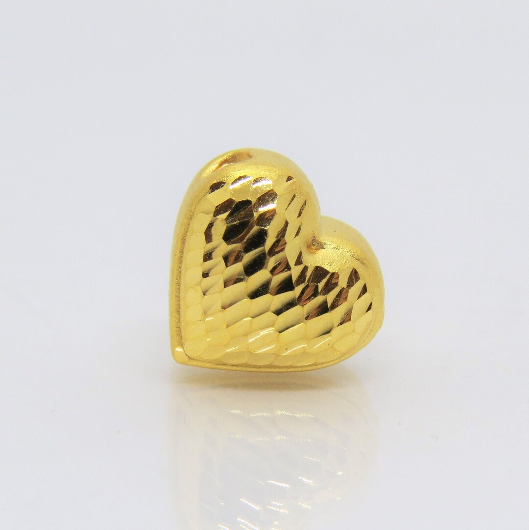 Vintage Pure 24K 9999 Gold Heart Charm Bead Pendant Make for Bracelet ...