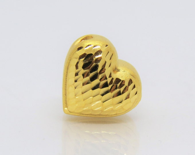 Vintage Pure 24K 9999 Gold Heart Charm Bead Pendant Make for Bracelet