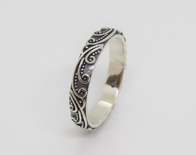 Sterling Silver Filigree Band Ring Size 7