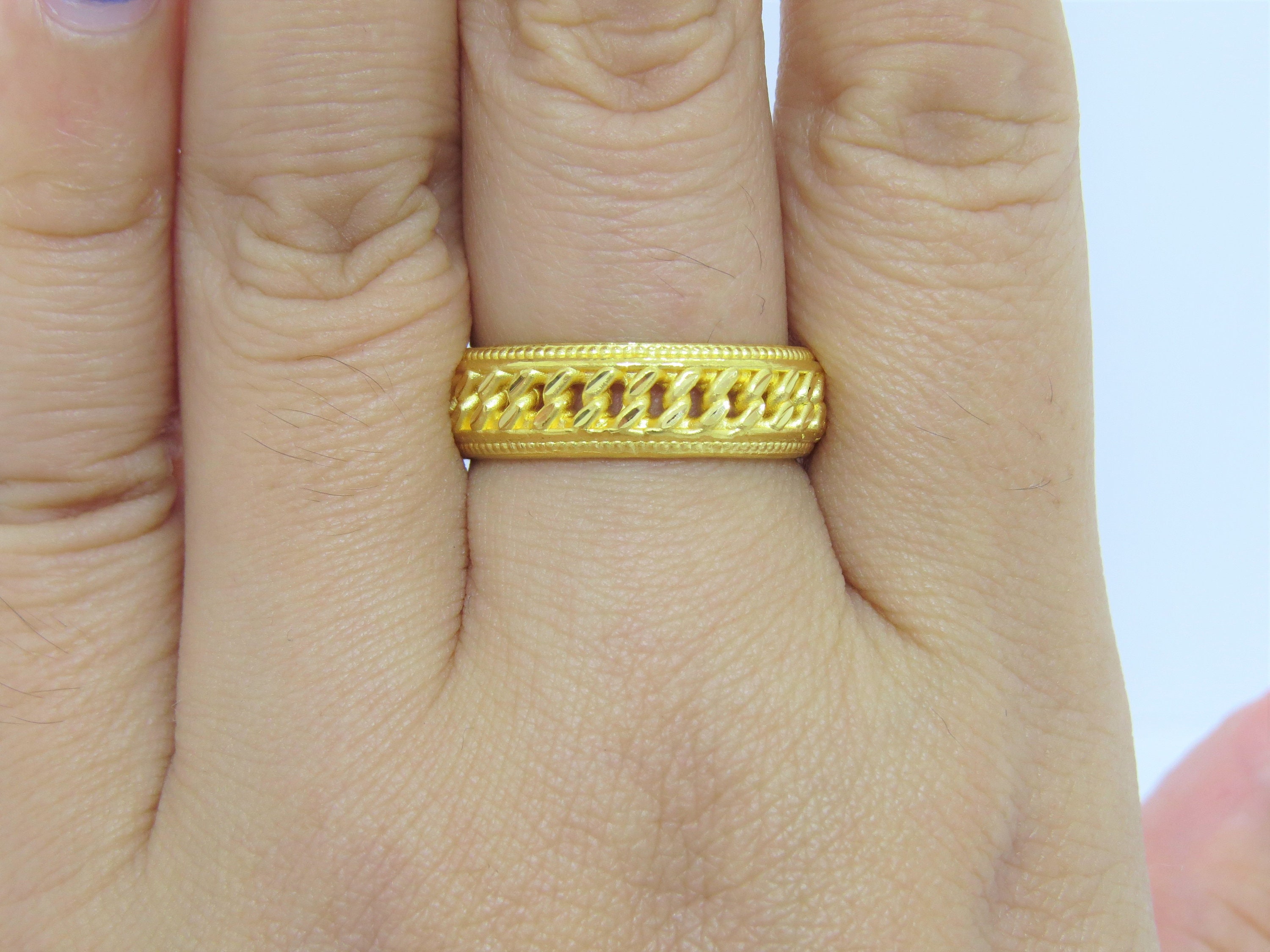 24K 999 Pure Gold Vintage Band Ring Size picture