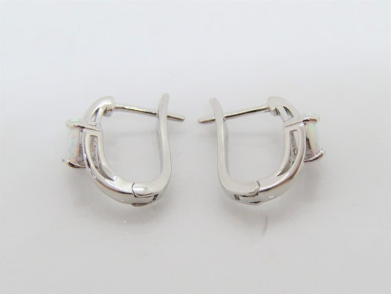 Vintage Sterling Silver Round cut Fire Opal Earri… - image 3