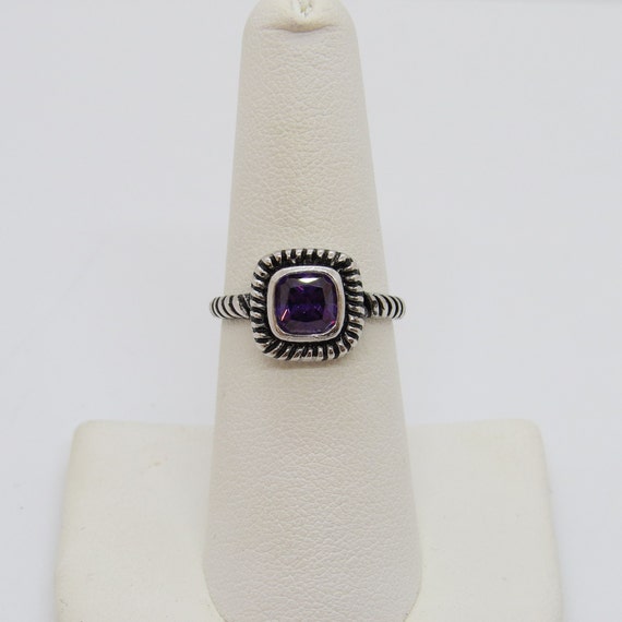 Vintage Sterling Silver Purple Amethyst Square Do… - image 5