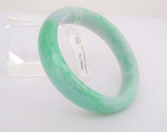 Vintage Translucent Natural Green Violet Jadeite Jade Bangle Bracelet 59MM