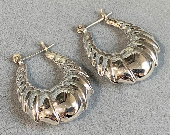 Vintage Sterling Silver Hoop Earrings.