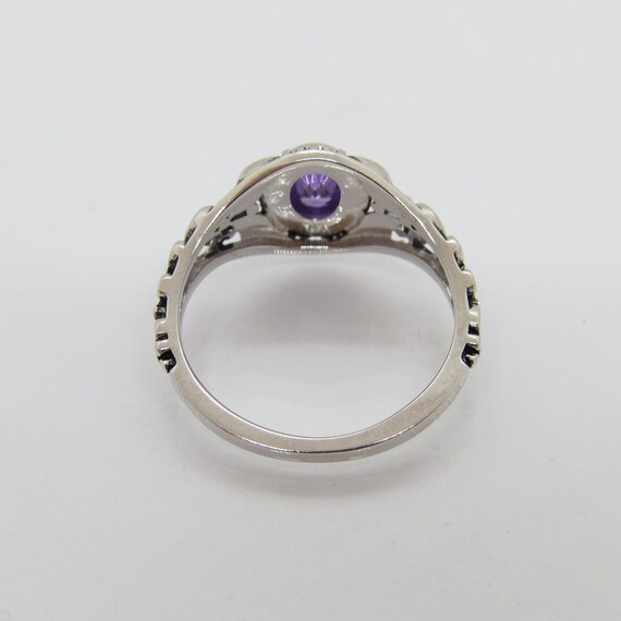 Vintage Sterling Silver Amethyst Dome Ring Size 7 - image 4