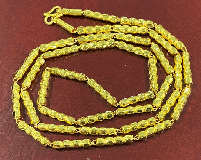 Vintage 23K 980 Pure Gold Balls Link Chain Necklace 18''