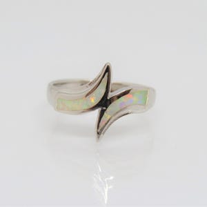 Vintage Sterling Silber Weiß Opal Ring Größe 7