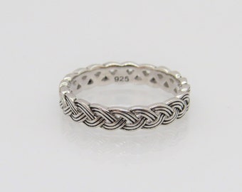 Vintage Sterling Silver Braided Twisted Band Ring Size 7