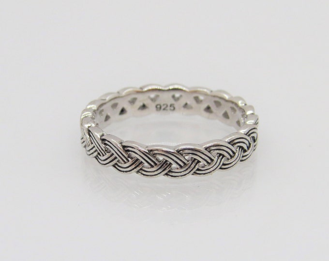 Vintage Sterling Silver Braided Twisted Band Ring Size 7