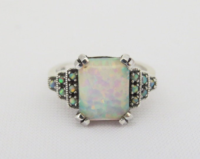 Vintage Sterling Silver Fire Opal Ring Size 7