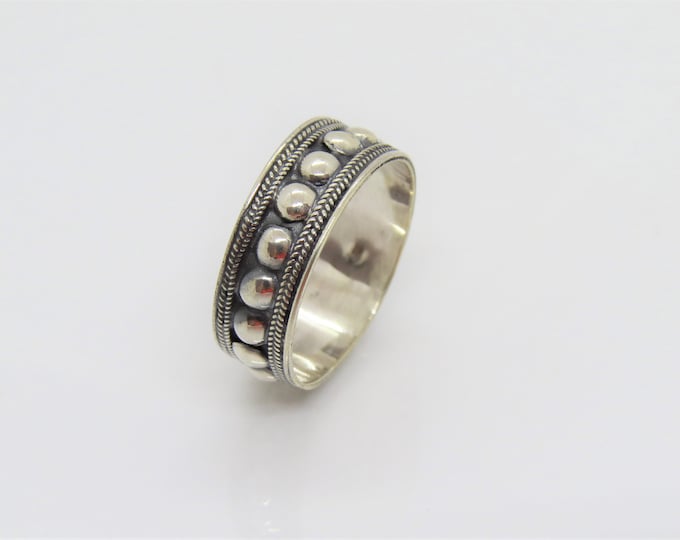 Vintage Bali Sterling Silver Dots Band Ring Size 9