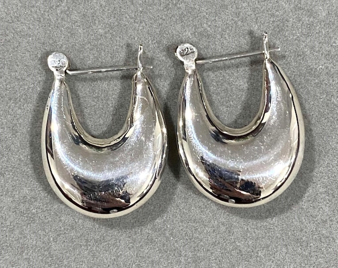 Vintage Sterling Silver Hoop Earrings.