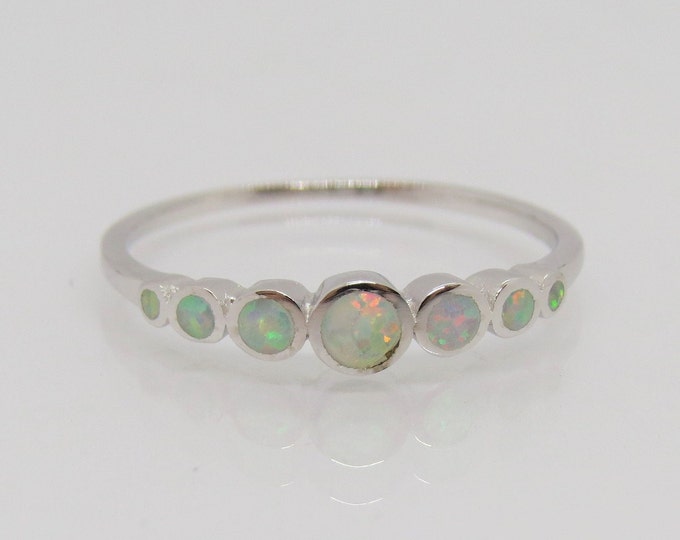 Vintage Sterling Silver Fire Opal Thin Band Ring Size 9