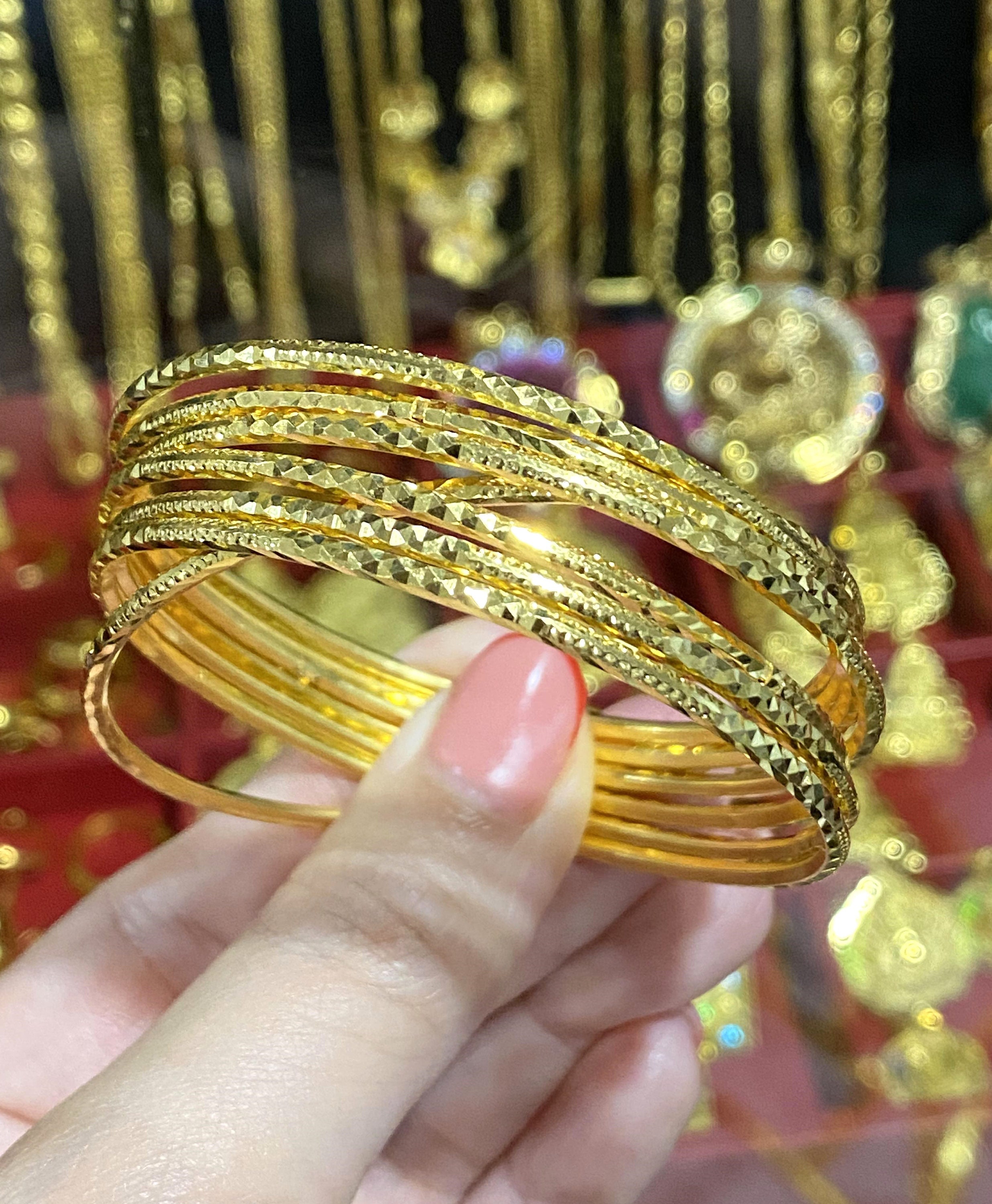 18k Saudi Gold Days Bangles 18K Yellow Gold Pieces Set Bangle