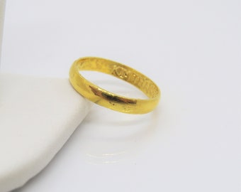 Aliança de casamento vintage em ouro maciço 24K tamanho 7
