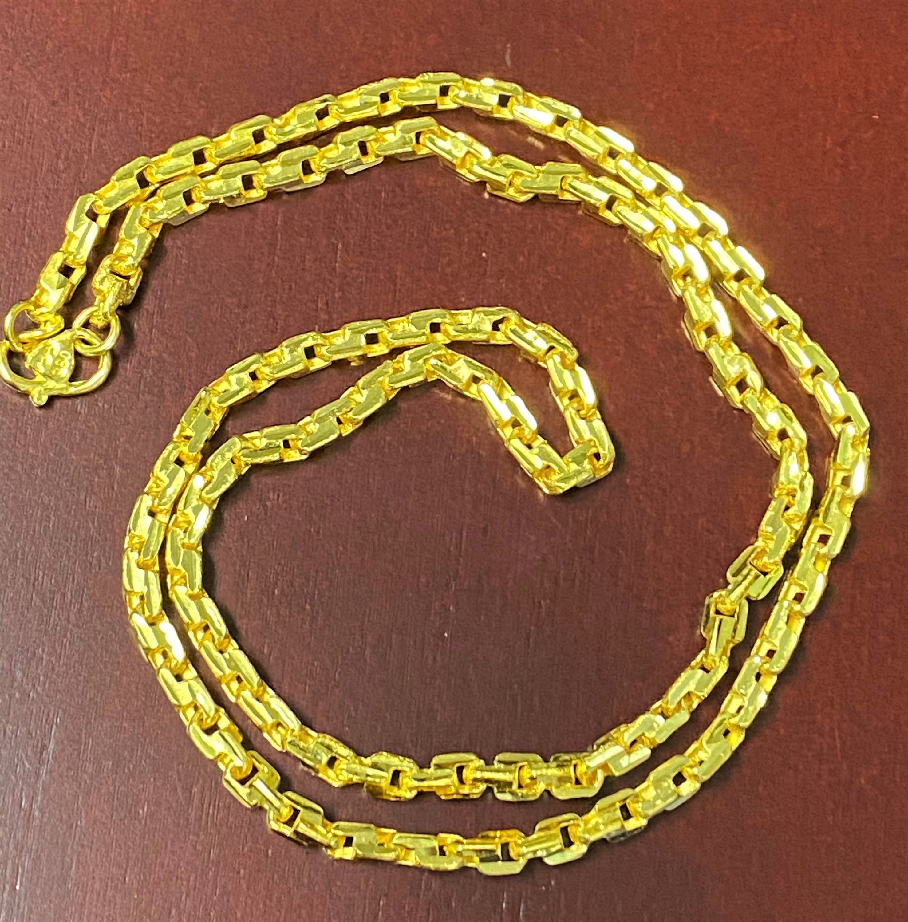 Vintage 24K 980 Solid Pure Gold Anchor Chain Link Necklace 20'', 21'', 22'' 24