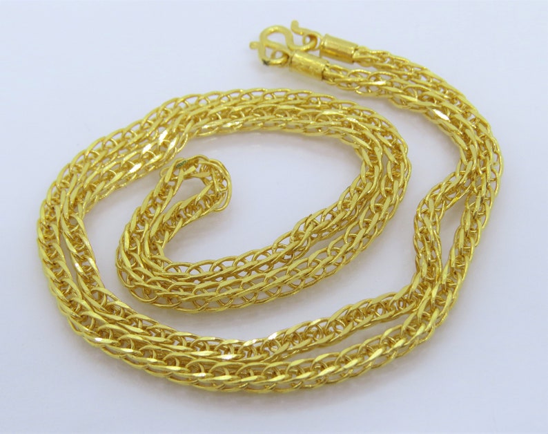 Vintage 24K 980 Solid Gold Snake Link Chain Necklace Etsy
