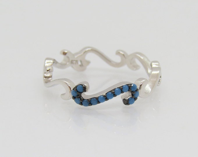 Vintage Sterling Silver Turquoise Band Ring Size 7