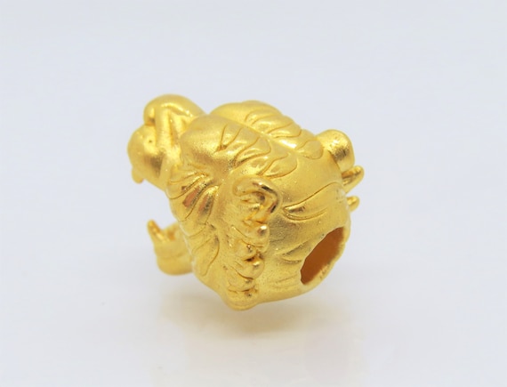 24K 9999 Pure Gold Tiger Head Vintage Charm Penda… - image 3