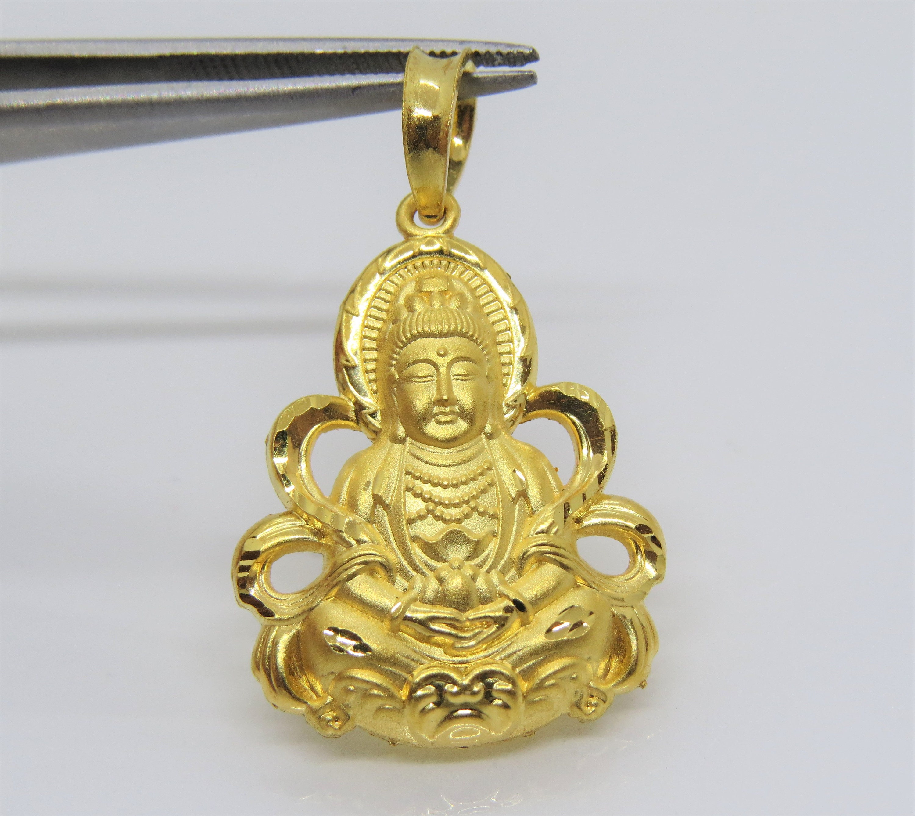 Vintage 24K 980 Yellow Gold Kwan Yin Quan Yin Buddha Pendant | Etsy