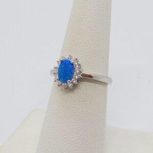Vintage Sterling Silver Blue Opal & White Topaz Ring Size 7 - Etsy