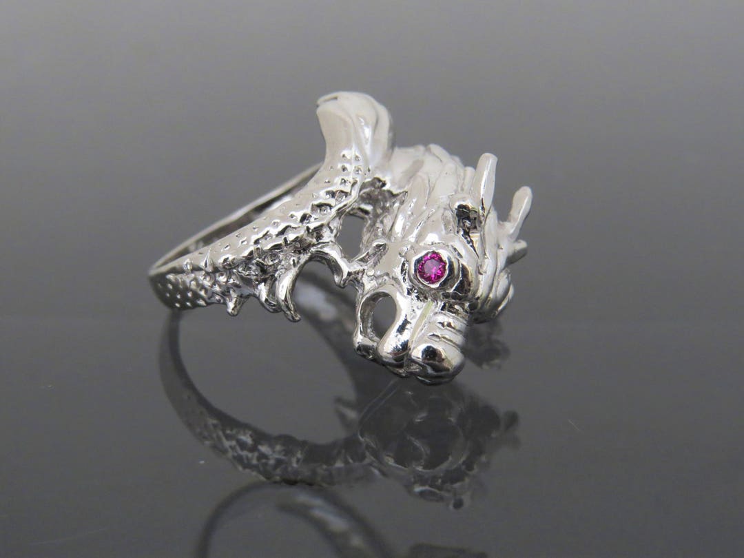 Vintage Gothic Sterling Silver Ruby Dragon Ring Size 7.5 - Etsy