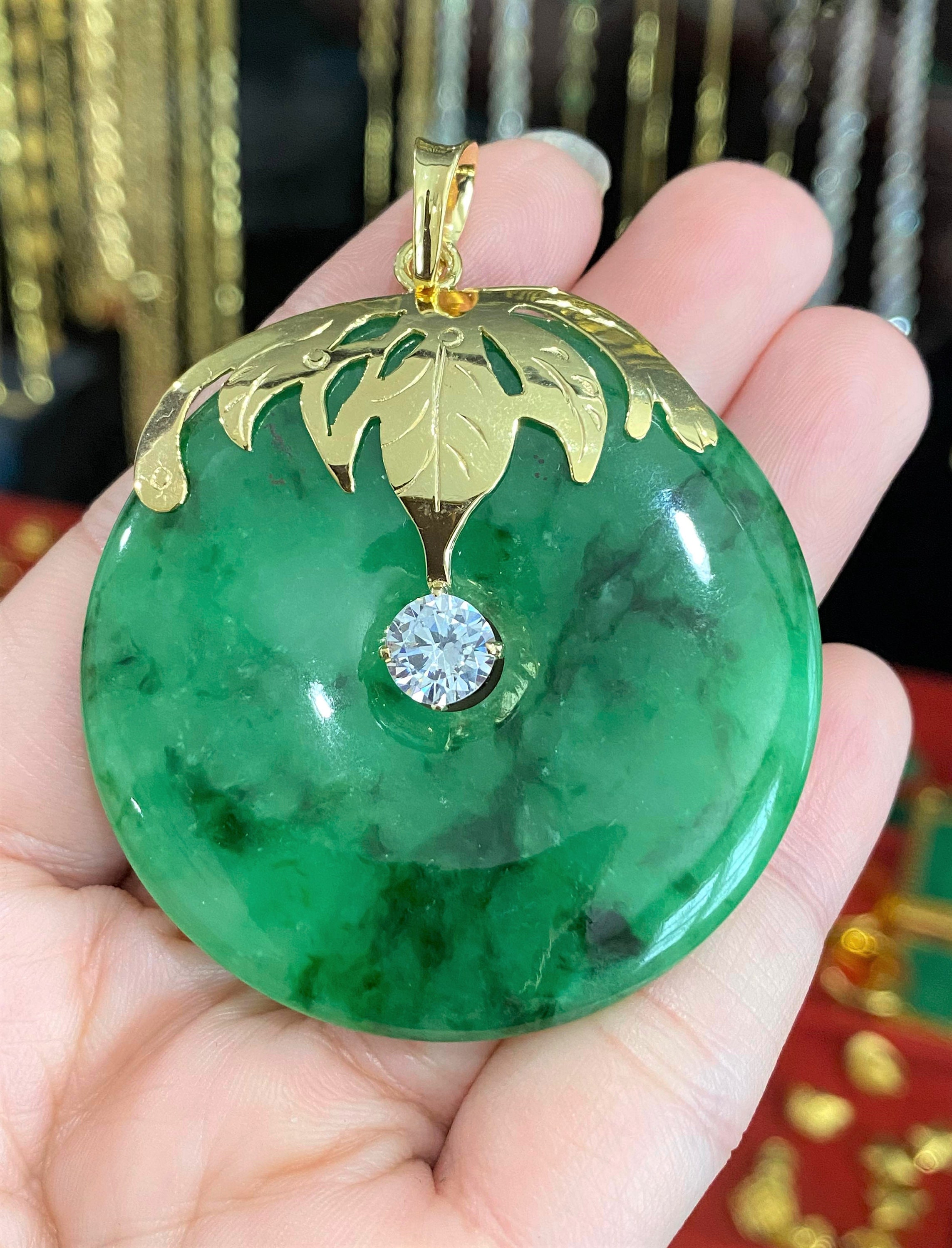 【メーカー公式ショップ】 Yellow Solid 18K Vintage Gold Jade Jadeite Black Green, その他