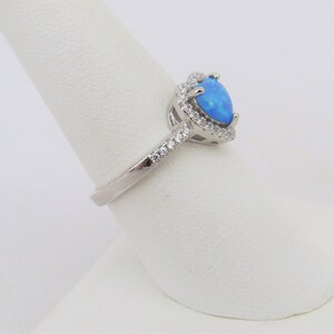 Vintage Sterling Silver Blue Opal & White Topaz Heart Halo Ring Size 7 ...