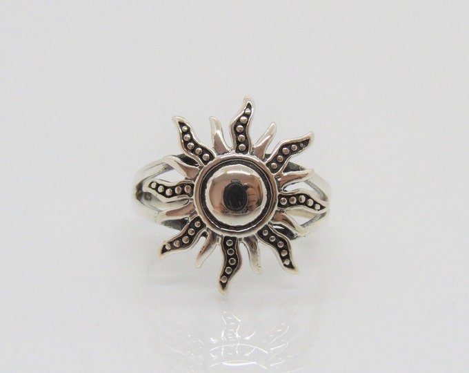 Vintage Sterling Silver Sunflower Dome Ring Size 7