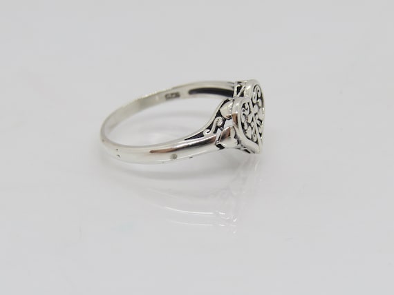 Vintage Sterling Silver Cross Heart Filigree Ring… - image 5