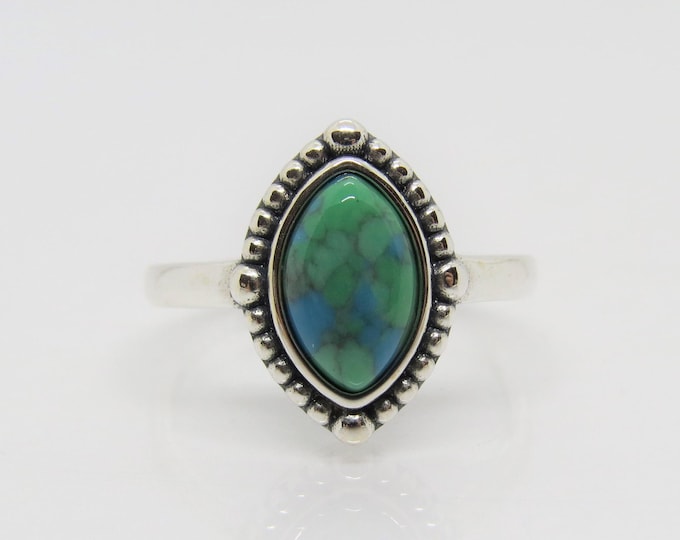 Vintage Sterling Silver Turquoise Ring Size 10