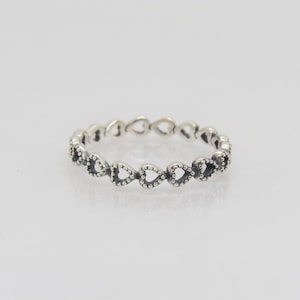 Vintage Sterling Silver Heart Eternity Band Ring Size 6